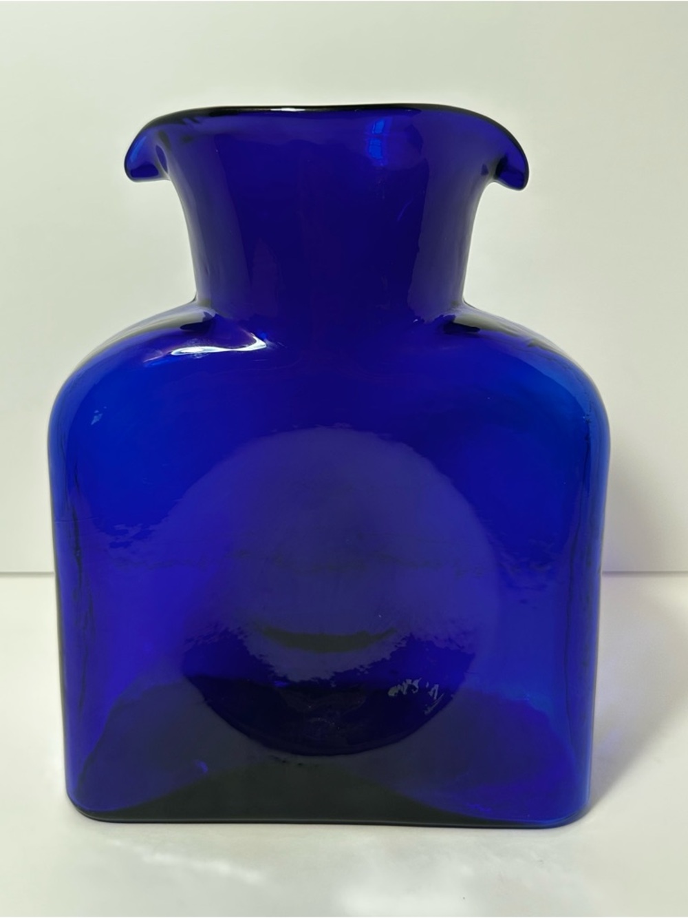 Vintage 2005 Blenko Art Glass 384 Cobalt Double Spout Pitcher Carafe Vase SIGNED